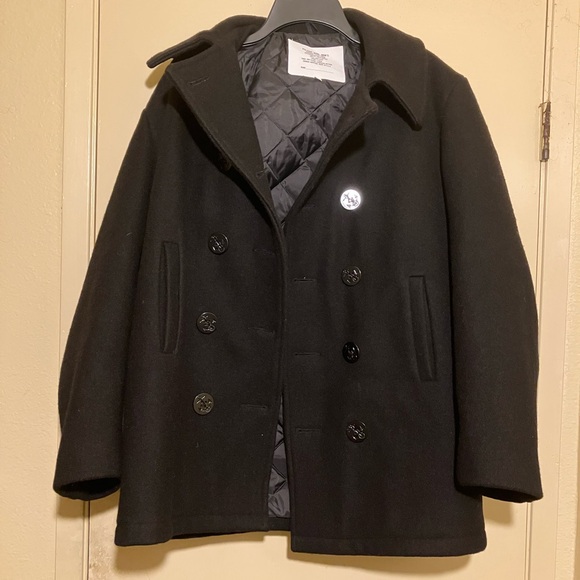 Vintage Navy Fidelity & Stewart Pea Coat Wool Blend Made In USA Sz 38 MP72132 - Picture 3 of 8